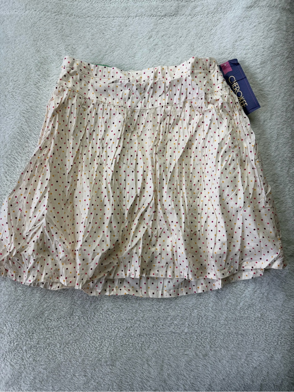 Cherokee Cream Skirt with Red Polka Dot Print